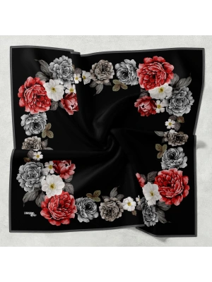 Bonjela Soft Eşarp D1 Çiçekli Siyah