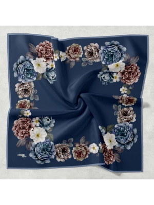 Bonjela Soft Eşarp D1 Çiçekli lacivert