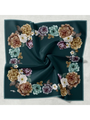 Bonjela Soft Eşarp D1 Çiçekli Petrol Yeşil
