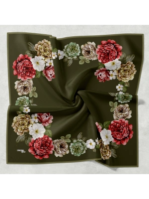 Bonjela Soft Eşarp D1 Çiçekli Haki