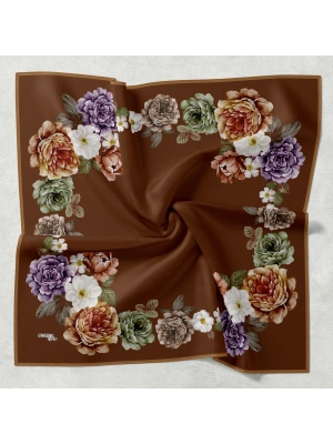 Bonjela Soft Eşarp D1 Çiçekli Kahve
