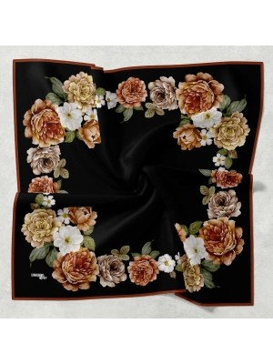 Bonjela Soft Eşarp D1 Çiçekli Siyah Taba