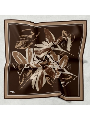 Bonjela Soft Eşarp Yonca Desen Acı Kahve