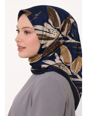 Bonjela Soft Eşarp Yonca Desen Lacivert Vizon