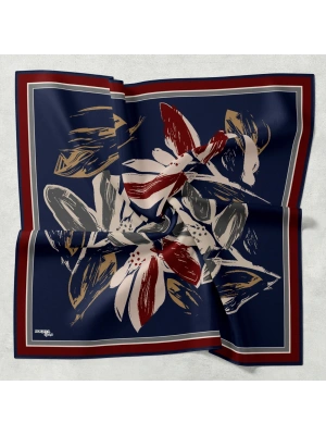 Bonjela Soft Eşarp Yonca Desen Lacivert Bordo