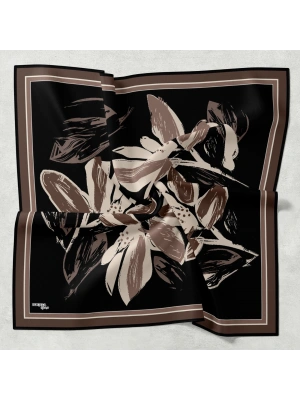 Bonjela Soft Eşarp Yonca Desen Siyah Kahve