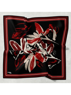 Bonjela Soft Eşarp Yonca Desen Siyah Bordo