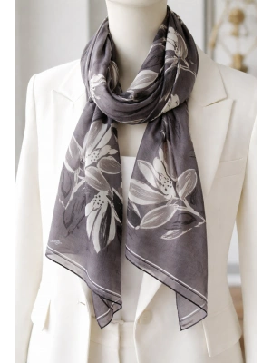 Bonjela Soft Eşarp Yonca Desen Koyu Vizon