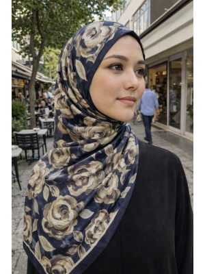 Mavi İpek Lacivert Serisi Soft Pamuk Şal D2