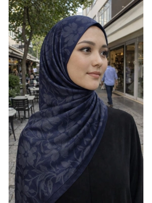 Mavi İpek Lacivert Serisi Soft Pamuk Şal D3