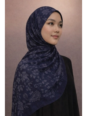Mavi İpek Lacivert Serisi Soft Pamuk Şal D5