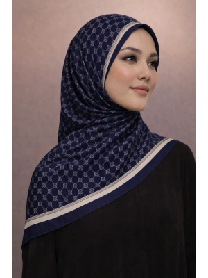 Mavi İpek Lacivert Serisi Soft Pamuk Şal D7