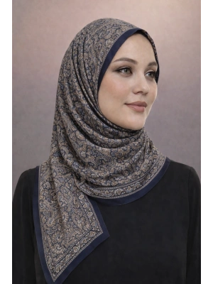 Mavi İpek Lacivert Serisi Soft Pamuk Şal D8