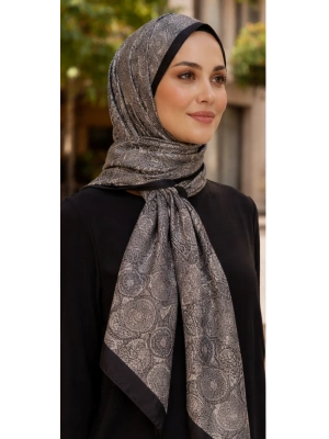 Mavi İpek Siyah Beyaz Serisi Soft Pamuk Şal D1
