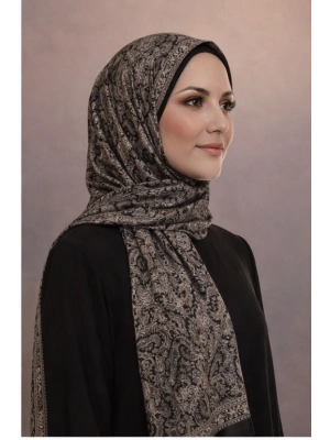 Mavi İpek Siyah Beyaz Serisi Soft Pamuk Şal D4