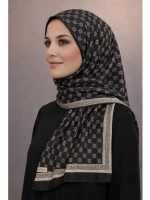 Mavi İpek Siyah Beyaz Serisi Soft Pamuk Şal D5