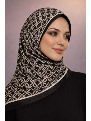 Mavi İpek Siyah Beyaz Serisi Soft Pamuk Şal D7