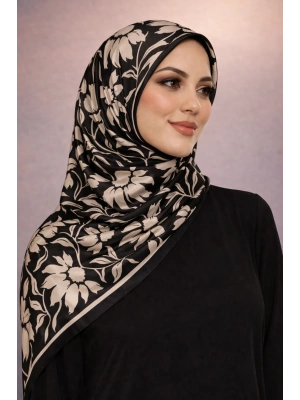 Mavi İpek Siyah Beyaz Serisi Soft Pamuk Şal D8