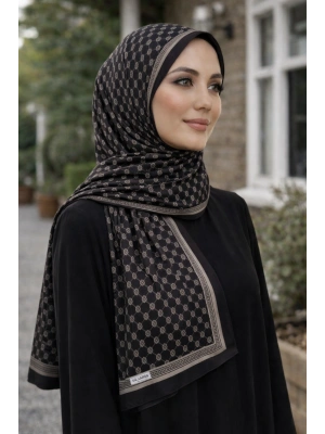 Mavi İpek Siyah Vizon Serisi Soft Pamuk Şal D4