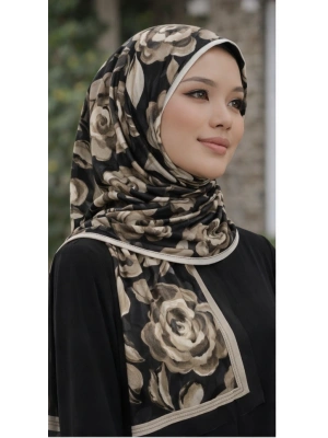 Mavi İpek Siyah Vizon Serisi Soft Pamuk Şal D5