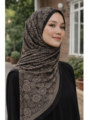 Mavi İpek Siyah Vizon Serisi Soft Pamuk Şal D6