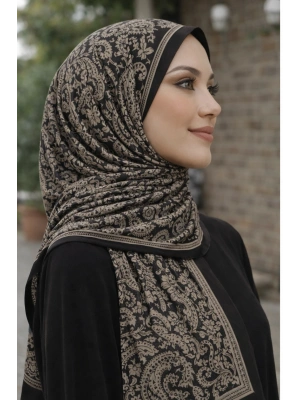 Mavi İpek Siyah Vizon Serisi Soft Pamuk Şal D7