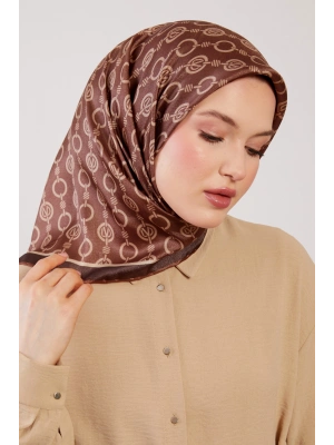 Levidor Kristal Eşarp Zincir Desen Çikolata