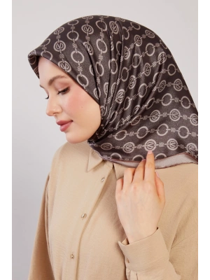 Levidor Kristal Eşarp Zincir Desen Kahve