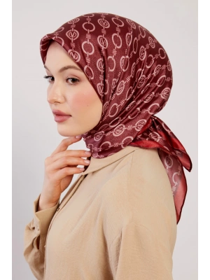 Levidor Kristal Eşarp Zincir Desen Bordo