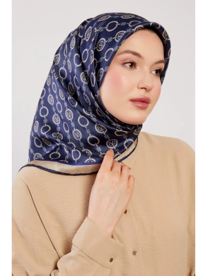 Levidor Kristal Eşarp Zincir Desen Lacivert