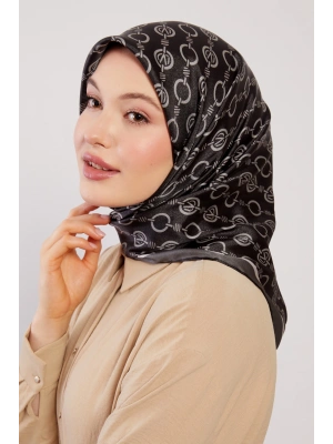 Levidor Kristal Eşarp Zincir Desen Siyah Nefti