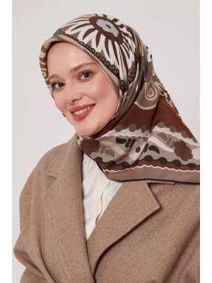 Levidor Royal Eşarp Etnik Desen Siyah Vizon