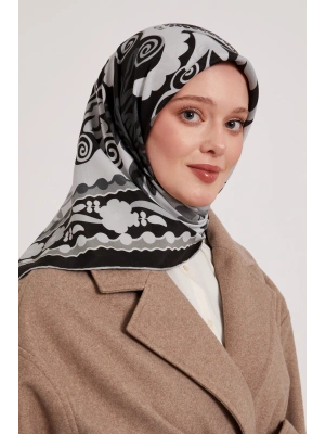 Levidor Royal Eşarp Etnik Desen Siyah Gri