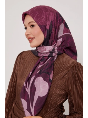 Levidor Royal Eşarp Yaprak Desen Fuşya