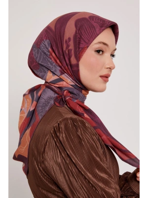 Levidor Royal Eşarp Yaprak Desen Mor