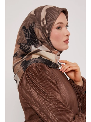 Levidor Royal Eşarp Yaprak Desen Kahve