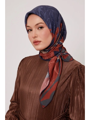 Levidor Royal Eşarp Yaprak Desen Lacivert