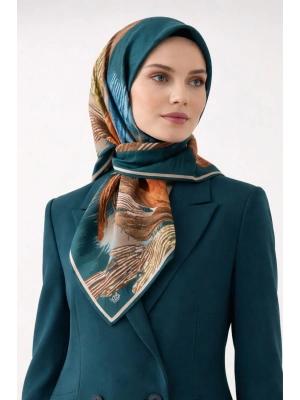 Levidor Tensel Eşarp Fırça Desen Petrol Mavi