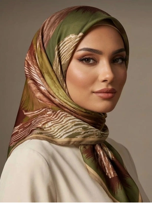 Levidor Tensel Eşarp Fırça Desen Haki