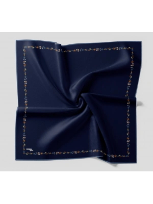 Bonjela Soft Eşarp Minimal Çiçek Desen Lacivert Mavi