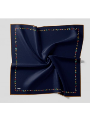 Bonjela Soft Eşarp Minimal Çiçek Desen Lacivert