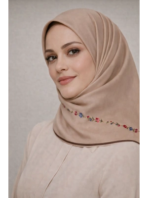 Bonjela Soft Eşarp Minimal Çiçek Desen Somon