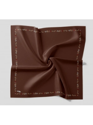 Bonjela Soft Eşarp Minimal Çiçek Desen Kahve