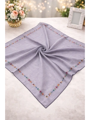 Bonjela Soft Eşarp Minimal Çiçek Desen Lila