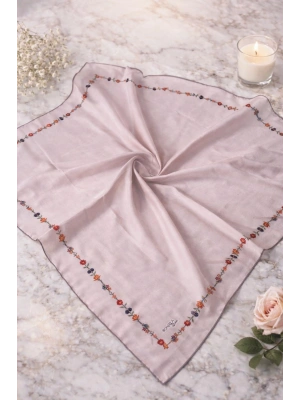 Bonjela Soft Eşarp Minimal Çiçek Desen Pudra