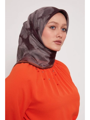 Bonjela Soft Eşarp D2 Çiçek Desen Kahve Hardal