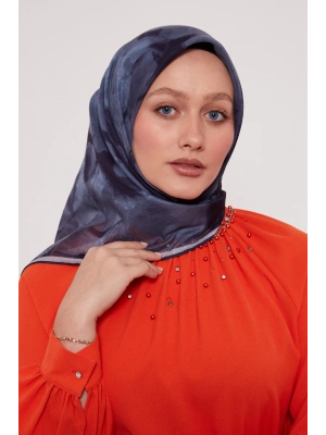 Bonjela Soft Eşarp D2 Çiçek Desen Lacivert