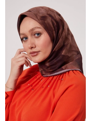 Bonjela Soft Eşarp D2 Çiçek Desen Mor Pudra