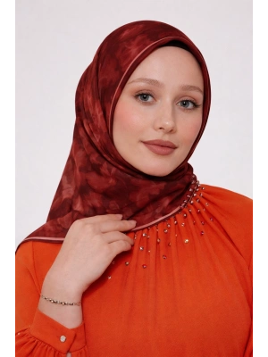 Bonjela Soft Eşarp D2 Çiçek Desen Bordo