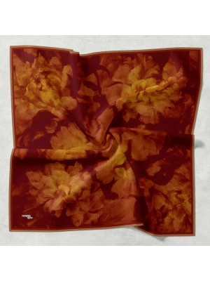 Bonjela Soft Eşarp D2 Çiçek Desen Bordo Kiremit